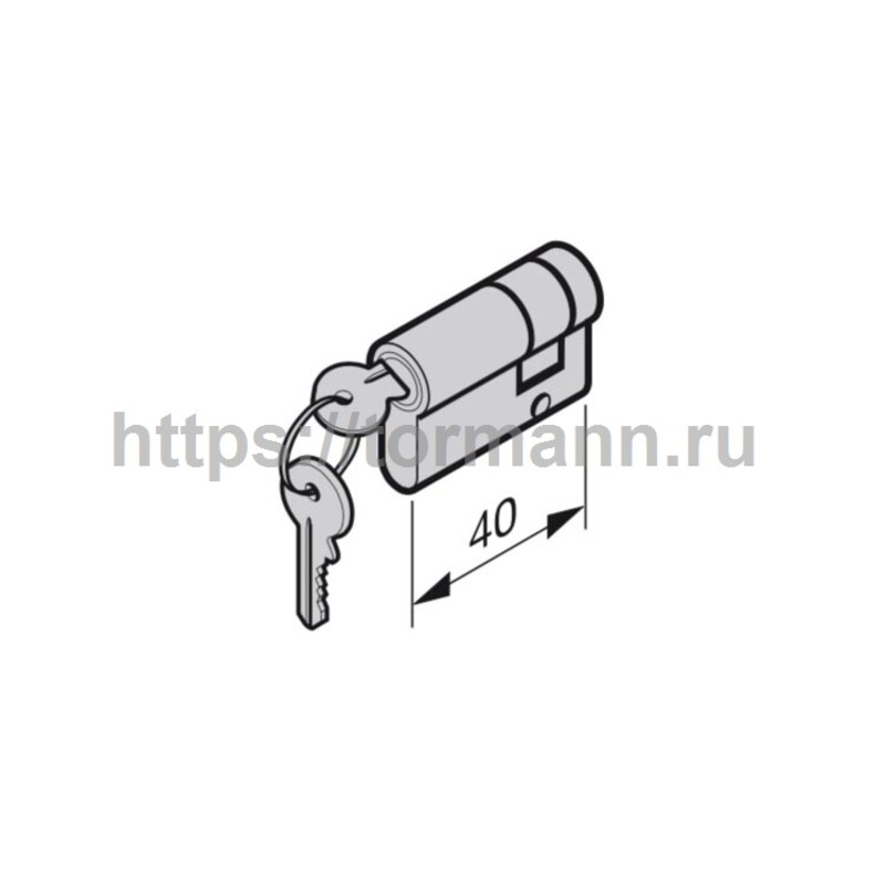 Хёрманн 3091449 Профильный полуцилиндр 30 + 10 мм, закрывающийся разными ключами, запорный рычаг слева, TS 1,5 / 3 / 42,5