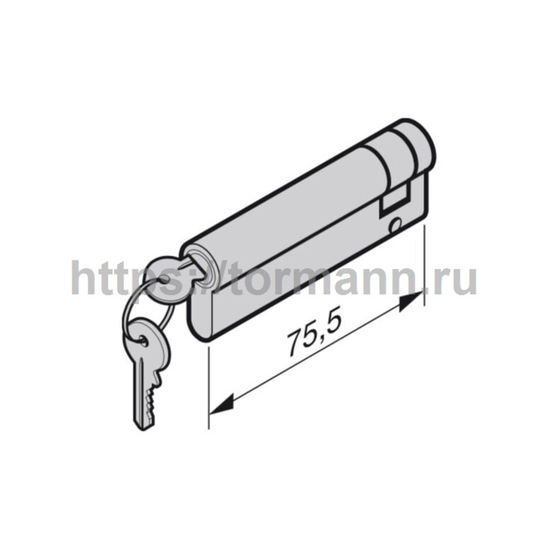 Хёрманн 3074400 Профильный полуцилиндр 65,5 + 10 мм, закрывающийся разными ключами, M5  35