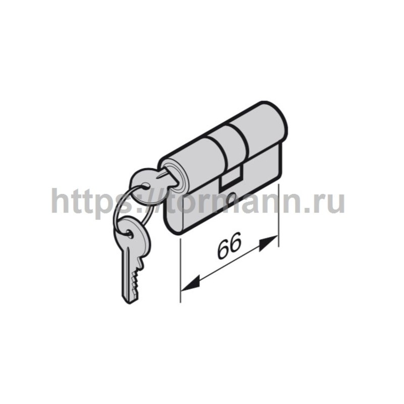 Хёрманн 3091446 Профильный цилиндр для калитки, закрывающийся разными ключами 35 + 30 мм