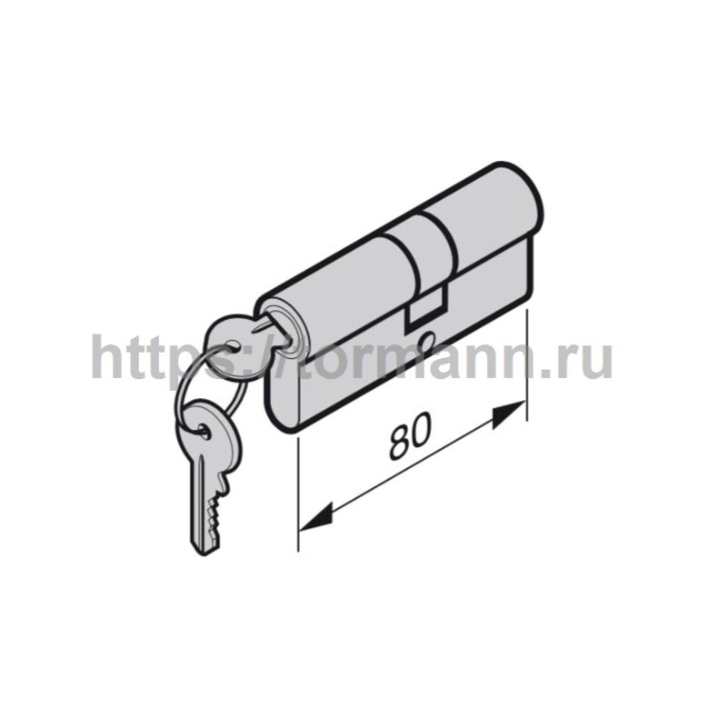 Хёрманн 3091451 Профильный цилиндр для боковой двери, закрывающийся разными ключами 45 + 35 мм