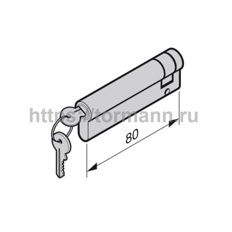 Хёрманн 3091443 Профильный полуцилиндр 70 + 10 мм, закрывающийся разными ключами, запорный рычаг слева, TS 42